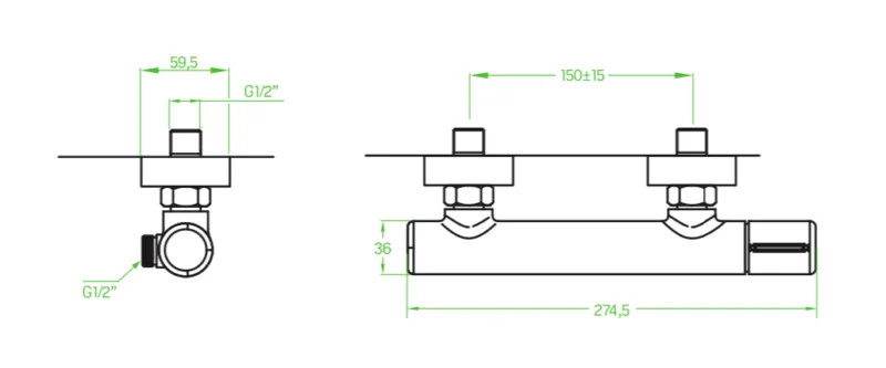 Pretto – bateria natryskowa ścienna bez zestawu natryskowego