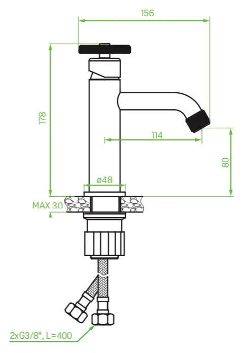 bez nazwy Muro – bateria umywalkowa stojąca z korkiem