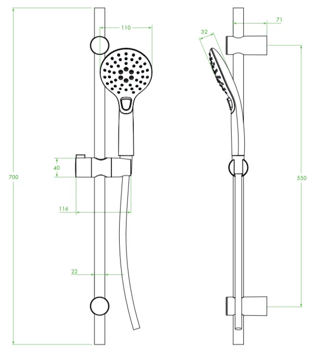 Boho- zestaw natryskowy na drążku chrom/biały