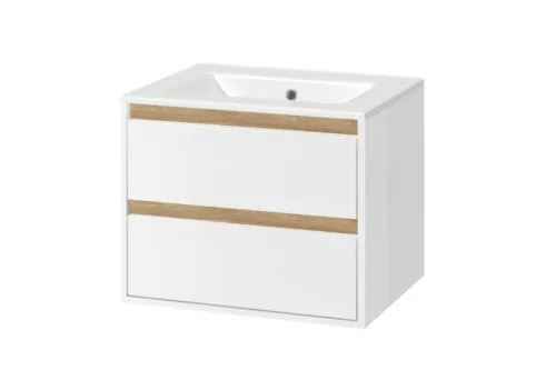 meble_ps2 Szafka w zestawie z umywalką biały/dąb