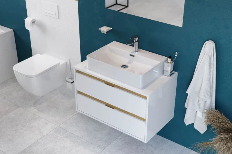 meble_wiz3 Szafka pod umywalkę nablatową biały/dąb