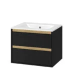 szafka2szuflady_czarna_umywalka-as_ Szafka w zestawie z umywalką czarny mat/dąb