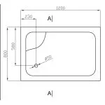 głęboki brodzik 120x80 cm rysunek techniczny rys. thomas brodzik głęboki 120x80