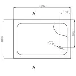 brodzik Thomas głęboki brodzik 120x80 cm rysunek techniczny