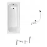 Wanna prostokątna BELL 140x70 z baterią 3-otworową chrom