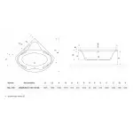 rysunek wanna z got i z boku + wymiary rysunek wanna asymetryczna