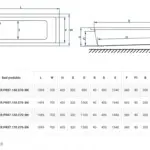 Wanna prostokątna QUATTRO 150x70 + SYFON