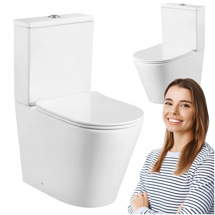 kompakt WC pionowy stojący + deska wolnoopadjaca kolor bialy