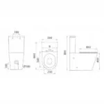 rysunek techniczny kompaktu WC z deska wolnoopadajaca