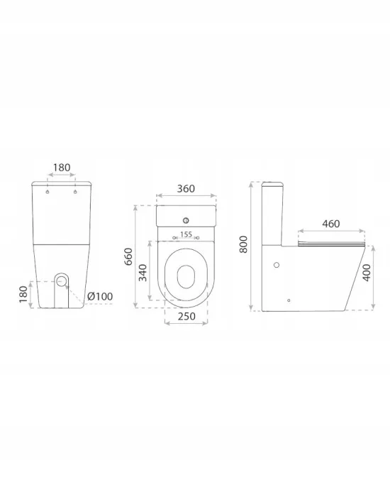 rysunek techniczny kompaktu WC z deska wolnoopadajaca