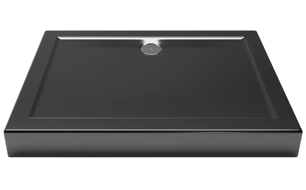 brodzik prostokatny czarny przodem rozmiar 120x80