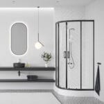 Kabina prysznicowa Desna półokrągła 90x90 cm – elegancja i nowoczesność w czarnym wykończeniu