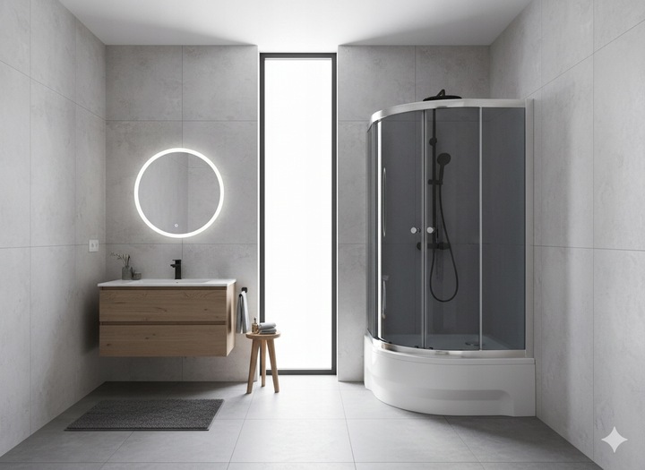 KABINA PRYSZNICOWA 90x90 PÓŁOKRĄGŁA NAROŻNA PRZESUWNA BRODZIKI SYFON