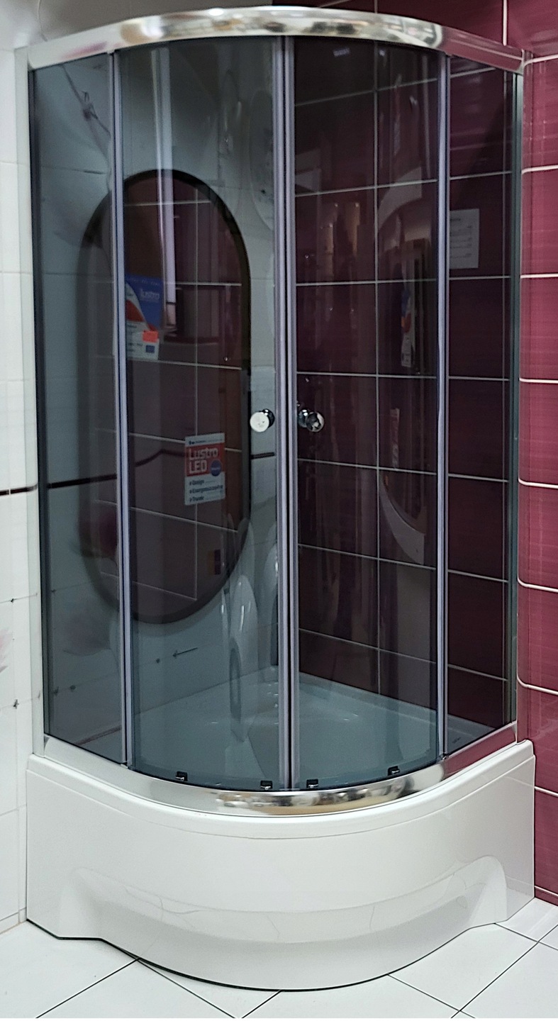 KABINA PRYSZNICOWA 90x90 PÓŁOKRĄGŁA NAROŻNA PRZESUWNA BRODZIKI SYFON