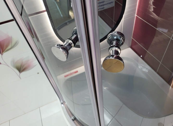 KABINA PRYSZNICOWA 90x90 PÓŁOKRĄGŁA NAROŻNA PRZESUWNA BRODZIKI SYFON