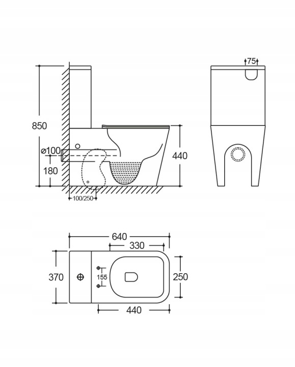KOMPAKT WC STOJĄCY PIONOWY BEZRANTOWY BIAŁY WYPINANA DESKA WOLNOOPADAJĄCA MADERO ELITE