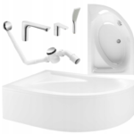 WANNA NAROŻNA LEWA Z OBUDOWĄ SYFONEM BATERIA 3 OTOWOROWĄ CHROM 150X100