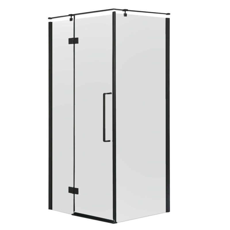 Kabina prysznicowa 80x100 czarna prawa transparent