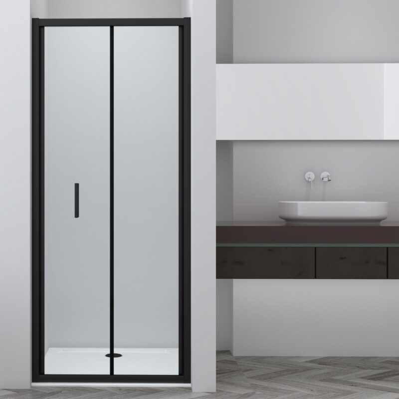 Kabina prysznicowa Solid 100x80 czarna drzwi składane