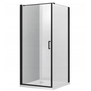 Kabina prysznicowa 80x100 czarna prawa transparent