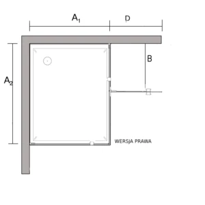 Kabina prysznicowa 80x100 czarna prawa transparent