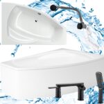 WANNA Z OBUDOWĄ 170X115 NAROŻNA ASYMETRYCZNA PRAWA Z BATERIĄ SYFON