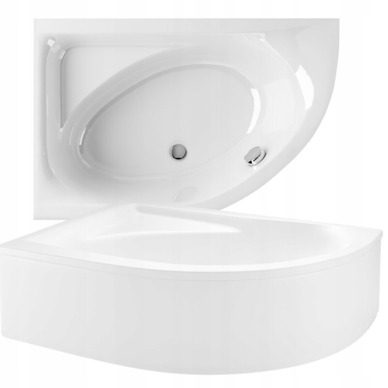 WANNA NAROŻNA LEWA Z OBUDOWĄ SYFONEM BATERIA 3 OTOWOROWĄ CHROM 150X100